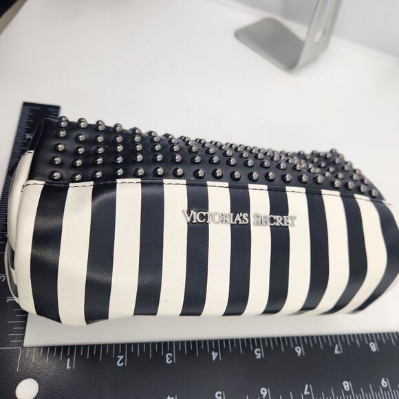 Victorias Secret Island Tote Bag Stud Pouch Beach Pink Black Stripe Travel 2016 - Picture 9 of 16
